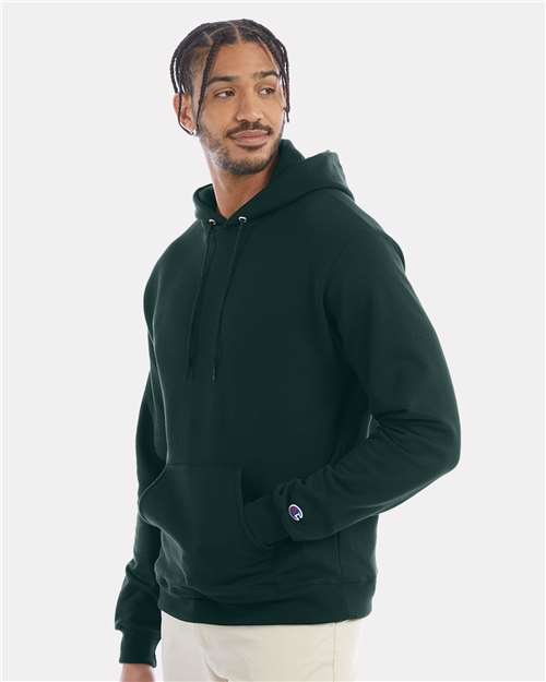 Champion S700 Powerblend Hooded Sweatshirt - Dark Green - model side