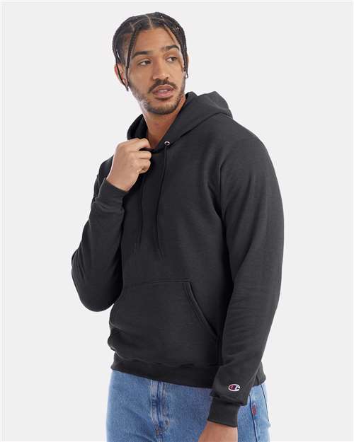 Champion S700 Powerblend Hooded Sweatshirt - Charcoal Heather - model side