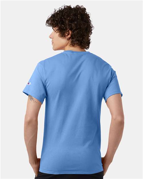 Champion T425 Unisex Classic T-Shirt - Light Blue - model back