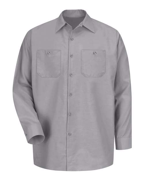 Red Kap SP14 Men's Industrial Long Sleeve Work Shirt - Silver - front