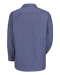 Red Kap SP14 Men's Industrial Long Sleeve Work Shirt - Grey/ Blue Stripe - back