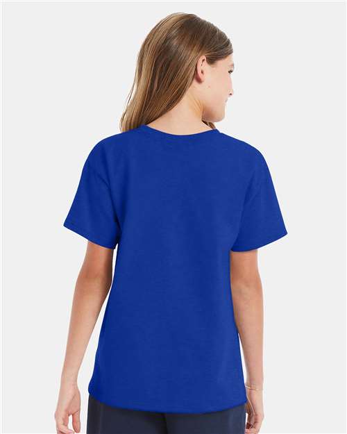 Hanes 5480 Youth Essential-T T-Shirt - Deep Royal - model back