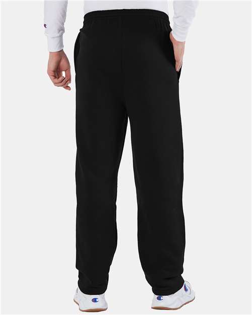 Champion P800 Unisex Powerblend Open-Bottom Sweatpants with Pockets - Black - model back