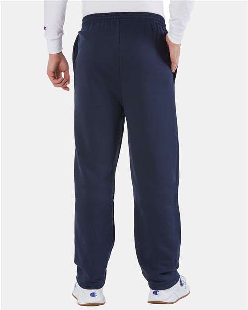 Champion P800 Unisex Powerblend Open-Bottom Sweatpants with Pockets - Navy - model back