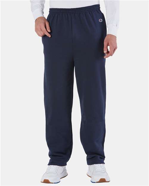 Champion P800 Unisex Powerblend Open-Bottom Sweatpants with Pockets - Navy - model front