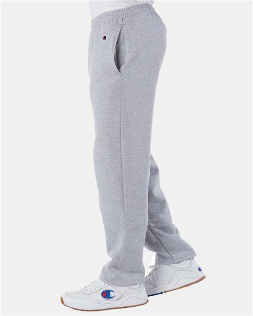 Champion P800 Unisex Powerblend Open-Bottom Sweatpants with Pockets - Light Steel - model side