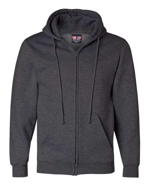 Bayside 900 Unisex USA-Made Full-Zip Hooded Sweatshirt - Charcoal Heather - front