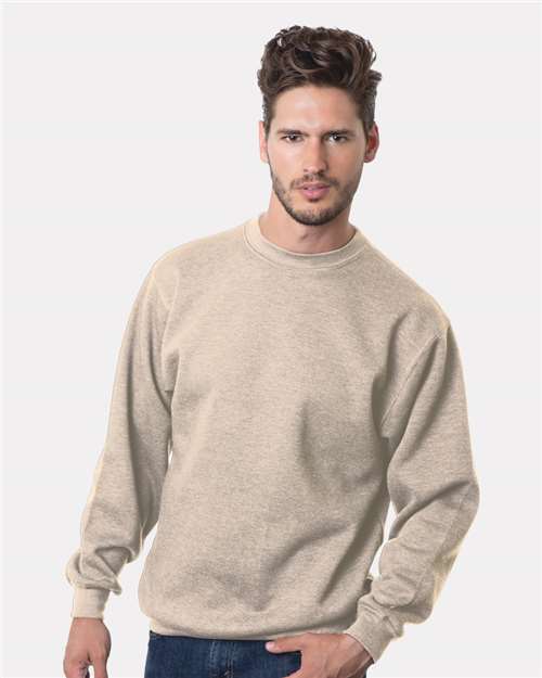 Bayside 1102 Unisex USA-Made Crewneck Sweatshirt - Sand - model front
