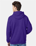 Hanes P170 EcoSmart Hooded Sweatshirt - Purple - model back