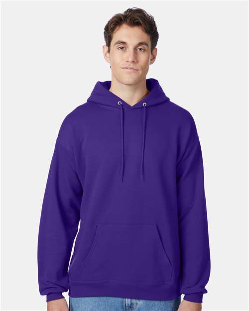 Hanes P170 EcoSmart Hooded Sweatshirt - Purple - model front
