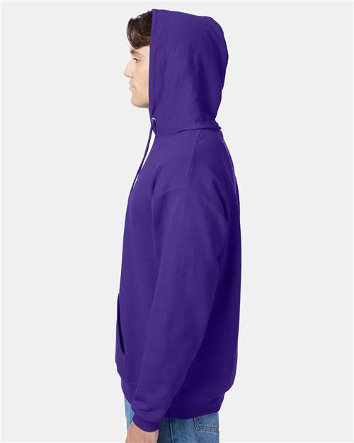 Hanes P170 EcoSmart Hooded Sweatshirt - Purple - model side