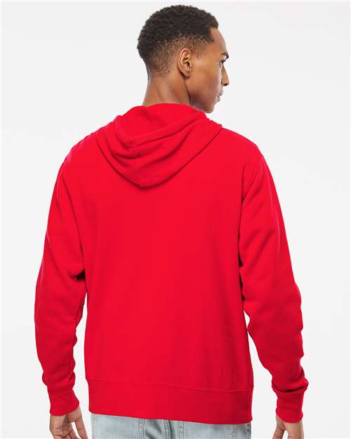 Independent Trading Co. AFX90UNZ Unisex Lightweight Full-Zip Hooded Sweatshirt - Red - model back