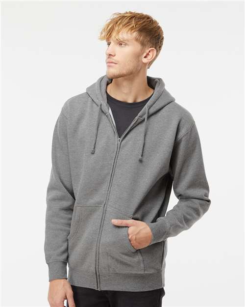 Independent Trading Co. IND4000Z Unisex Heavyweight Full-Zip Hooded Sweatshirt - Gunmetal Heather - model front