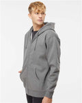 Independent Trading Co. IND4000Z Unisex Heavyweight Full-Zip Hooded Sweatshirt - Gunmetal Heather - model side