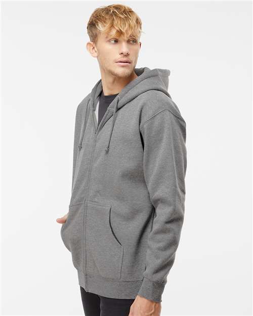 Independent Trading Co. IND4000Z Unisex Heavyweight Full-Zip Hooded Sweatshirt - Gunmetal Heather - model side
