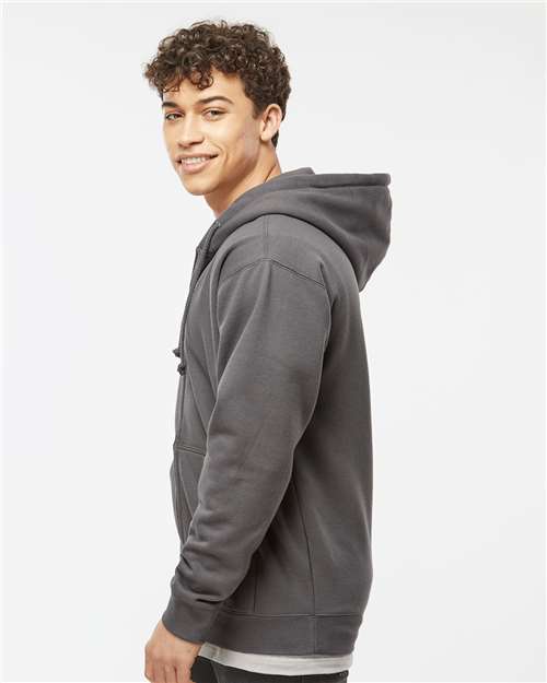 Independent Trading Co. IND4000Z Unisex Heavyweight Full-Zip Hooded Sweatshirt - Solid Charcoal - model side