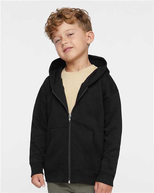 Rabbit Skins 3346 Toddler Full-Zip Fleece Hoodie Sweatshirt - Black - model front