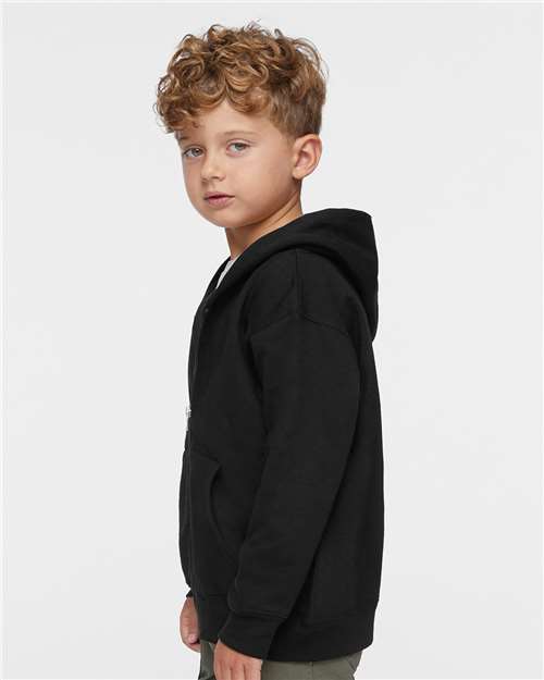 Rabbit Skins 3346 Toddler Full-Zip Fleece Hoodie Sweatshirt - Black - model side