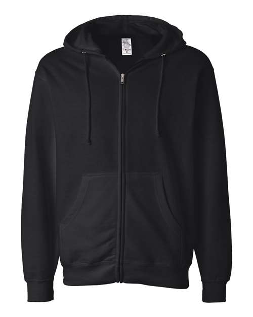 Independent Trading Co. SS4500Z Midweight Full-Zip Hooded Sweatshirt - Black - flat front