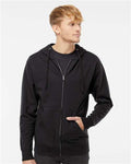 Independent Trading Co. SS4500Z Midweight Full-Zip Hooded Sweatshirt - Black - model front