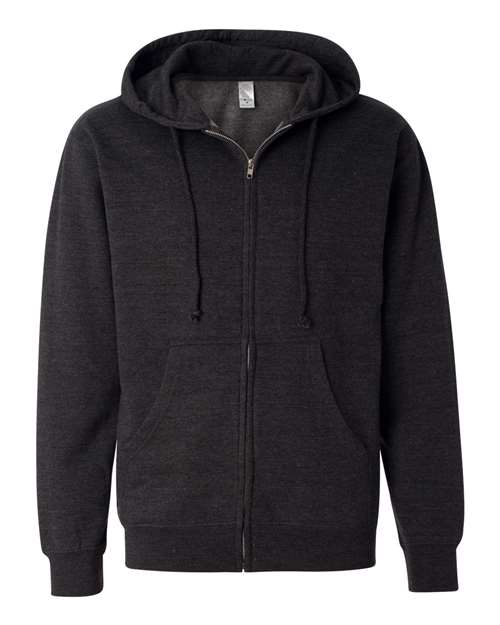 Independent Trading Co. SS4500Z Midweight Full-Zip Hooded Sweatshirt - Charcoal Heather - flat front