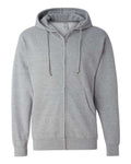 Independent Trading Co. SS4500Z Midweight Full-Zip Hooded Sweatshirt - Grey Heather - flat front