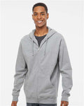 Independent Trading Co. SS4500Z Midweight Full-Zip Hooded Sweatshirt - Grey Heather - model front