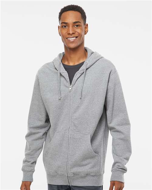 Independent Trading Co. SS4500Z Midweight Full-Zip Hooded Sweatshirt - Grey Heather - model front