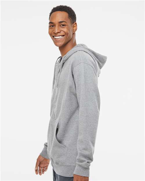 Independent Trading Co. SS4500Z Midweight Full-Zip Hooded Sweatshirt - Grey Heather - model side