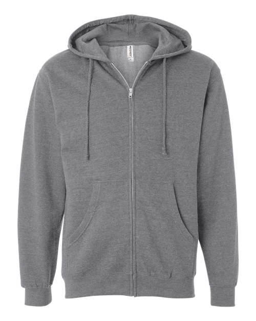 Independent Trading Co. SS4500Z Midweight Full-Zip Hooded Sweatshirt - Gunmetal Heather - flat front