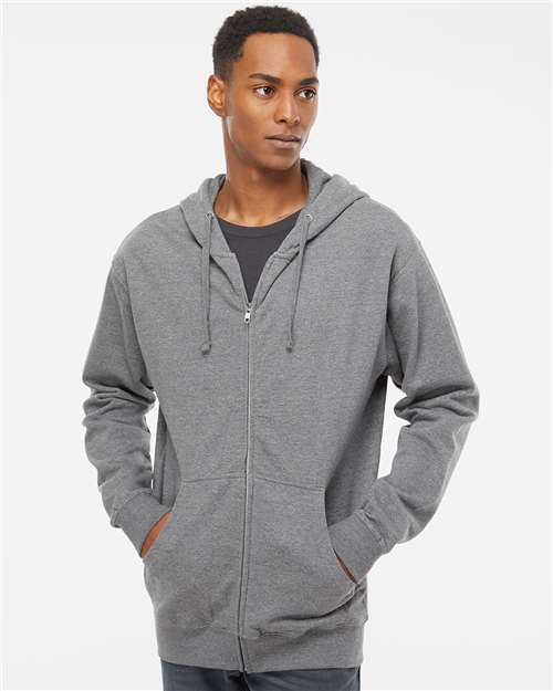 Independent Trading Co. SS4500Z Midweight Full-Zip Hooded Sweatshirt - Gunmetal Heather - model front