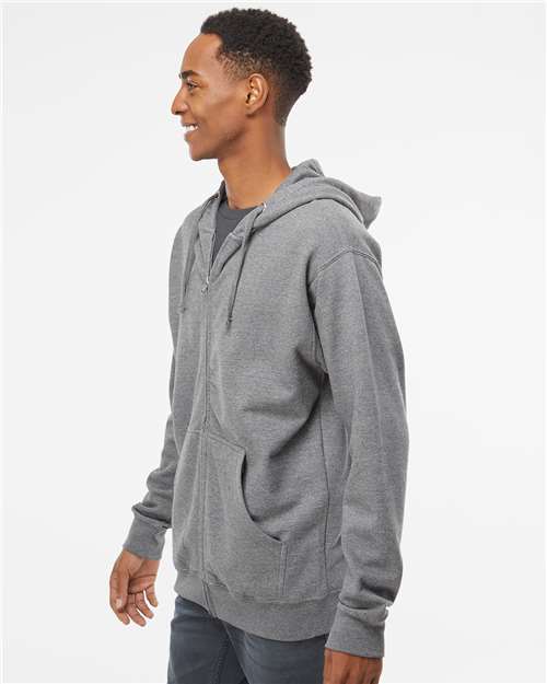 Independent Trading Co. SS4500Z Midweight Full-Zip Hooded Sweatshirt - Gunmetal Heather - model side