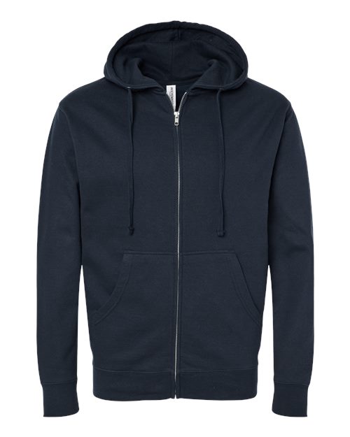 Independent Trading Co. SS4500Z Midweight Full-Zip Hooded Sweatshirt - Navy - flat front