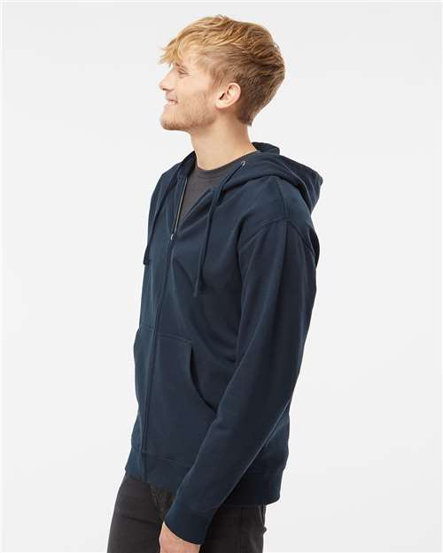 Independent Trading Co. SS4500Z Midweight Full-Zip Hooded Sweatshirt - Navy - model side