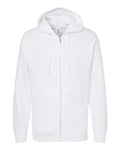 Independent Trading Co. SS4500Z Midweight Full-Zip Hooded Sweatshirt - White - flat front