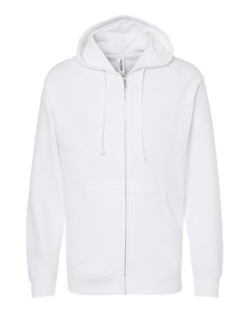 Independent Trading Co. SS4500Z Midweight Full-Zip Hooded Sweatshirt - White - flat front