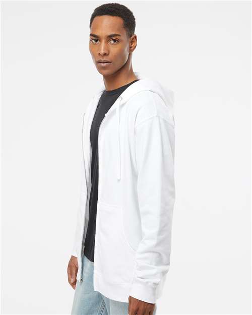 Independent Trading Co. SS4500Z Midweight Full-Zip Hooded Sweatshirt - White - model side