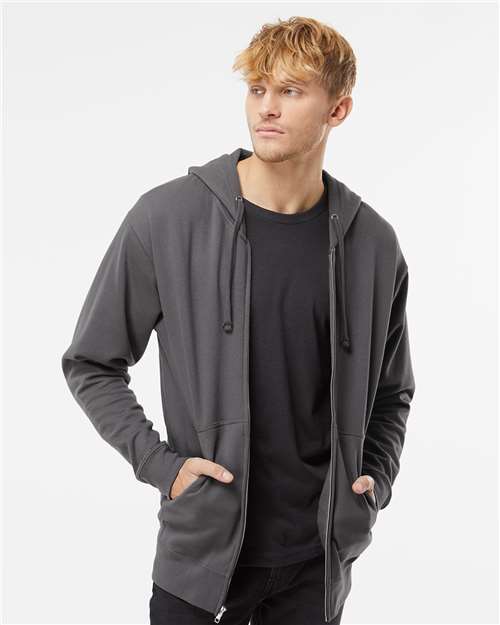 Independent Trading Co. SS4500Z Midweight Full-Zip Hooded Sweatshirt - Charcoal - model front
