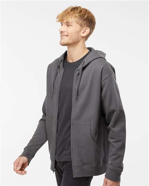 Independent Trading Co. SS4500Z Midweight Full-Zip Hooded Sweatshirt - Charcoal - model side