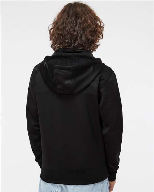 Independent Trading Co. EXP80PTZ Poly-Tech Full-Zip Hooded Sweatshirt - Black - model back