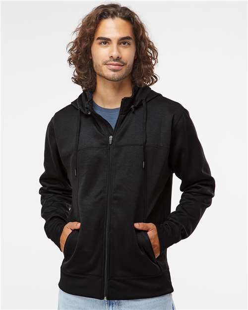 Independent Trading Co. EXP80PTZ Poly-Tech Full-Zip Hooded Sweatshirt - Black - model front