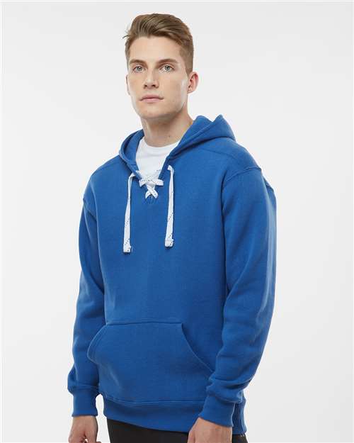 J. America 8830 Men's Sport Lace Hooded Sweatshirt - Royal - model front