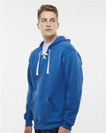 J. America 8830 Men's Sport Lace Hooded Sweatshirt - Royal - model side
