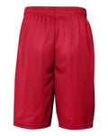 Badger 7219 Men's Pro Mesh 9" Shorts with Pockets - Red - back