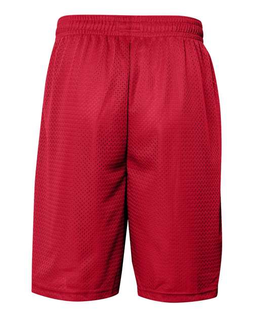 Badger 7219 Men's Pro Mesh 9" Shorts with Pockets - Red - back