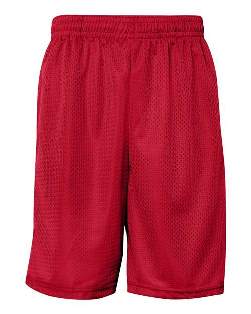 Badger 7219 Men's Pro Mesh 9" Shorts with Pockets - Red - front