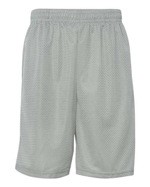 Badger 7219 Men's Pro Mesh 9" Shorts with Pockets - Silver - front