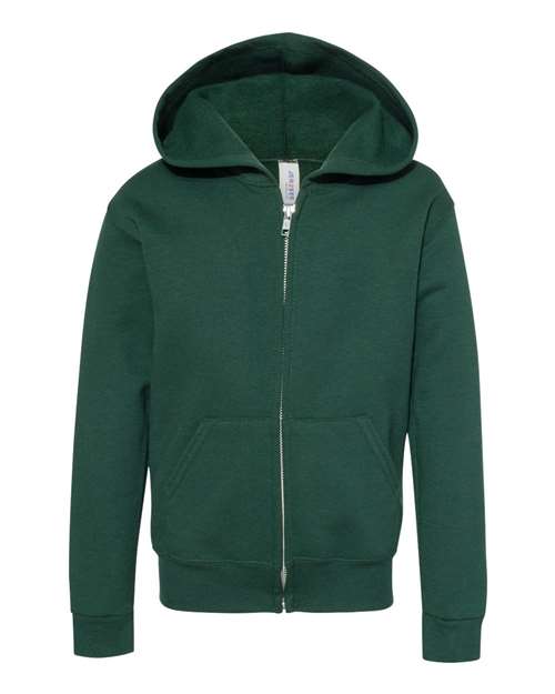 Jerzees 993BR Youth NuBlend Full-Zip Hooded Sweatshirt - Forest Green - front