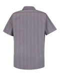 Red Kap SP24 Men's Industrial Short Sleeve Work Shirt - Charcoal/ Red/ White Stripe - back