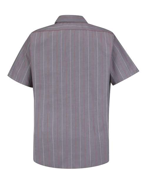 Red Kap SP24 Men's Industrial Short Sleeve Work Shirt - Charcoal/ Red/ White Stripe - back